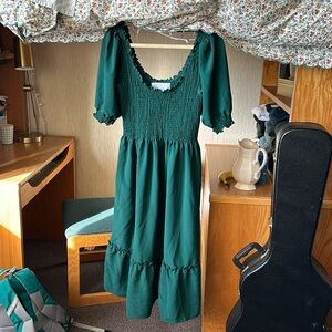 Hill House Nesli Nap Dress - Botanical Garden Poly Crepe. Large.